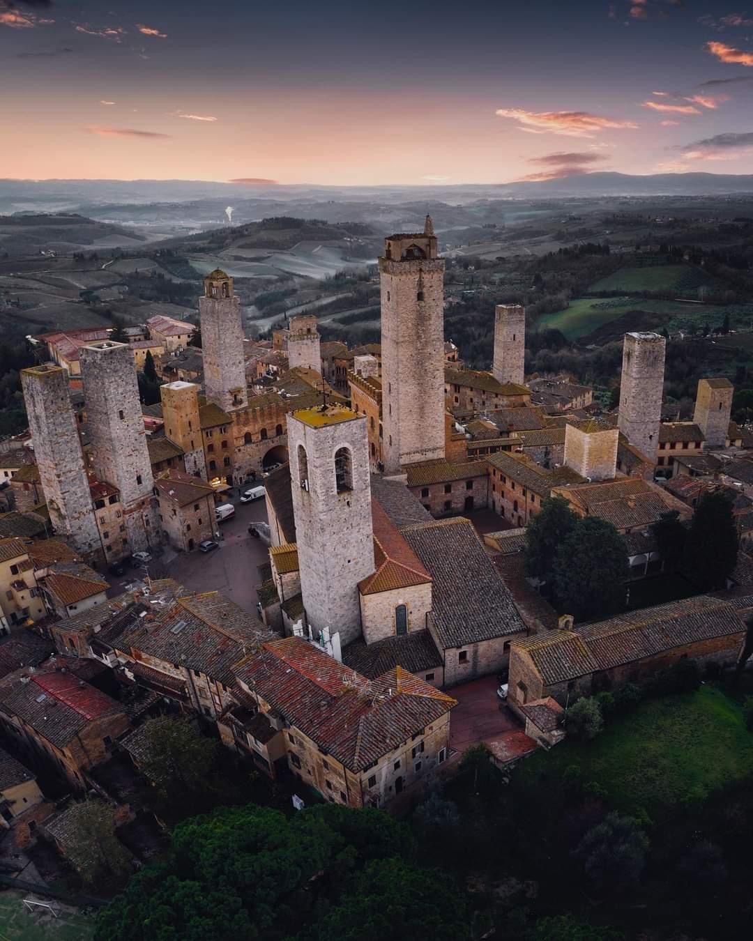 Historic Italian town aerial view